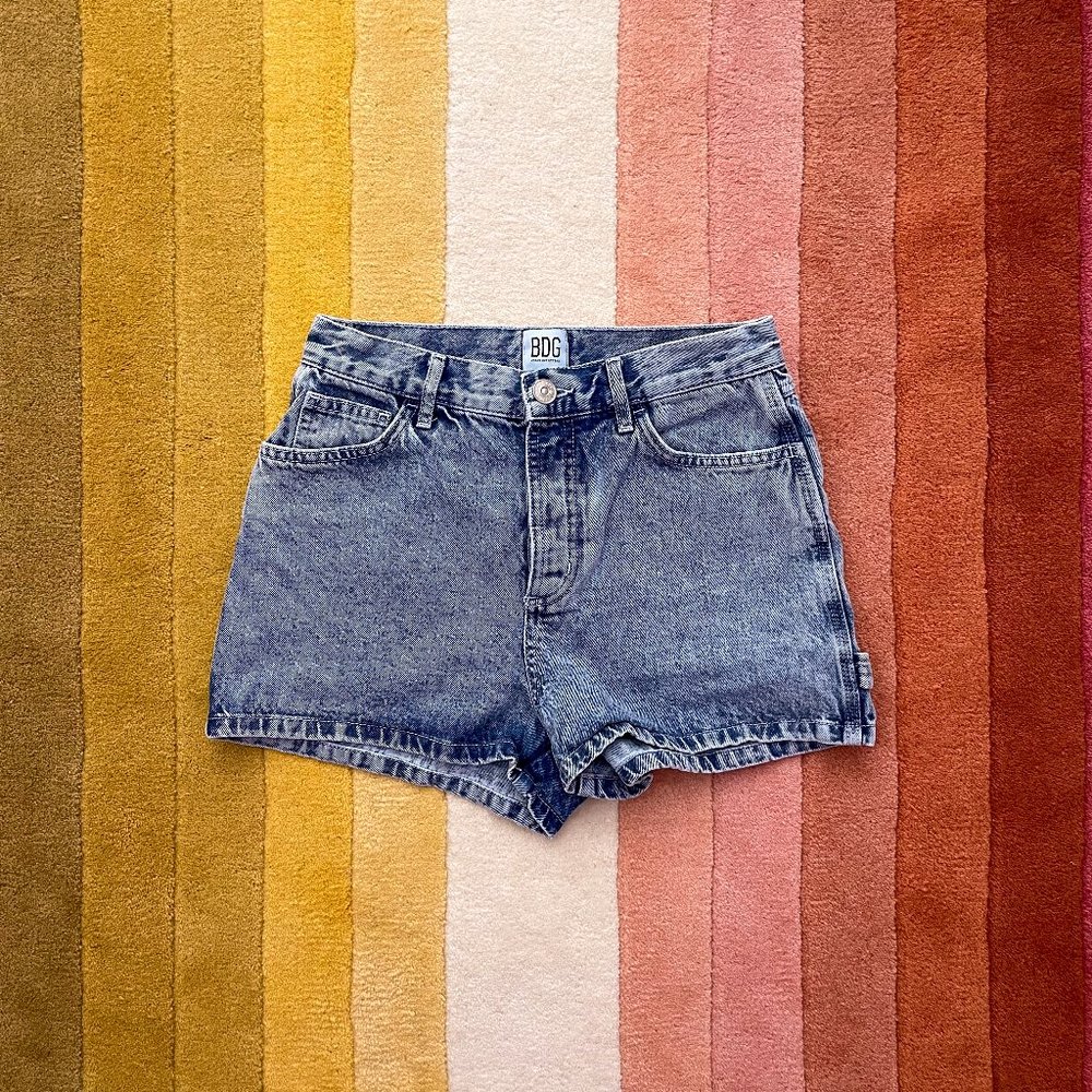 BDG High Waisted Denim Cargo Shorts, 27